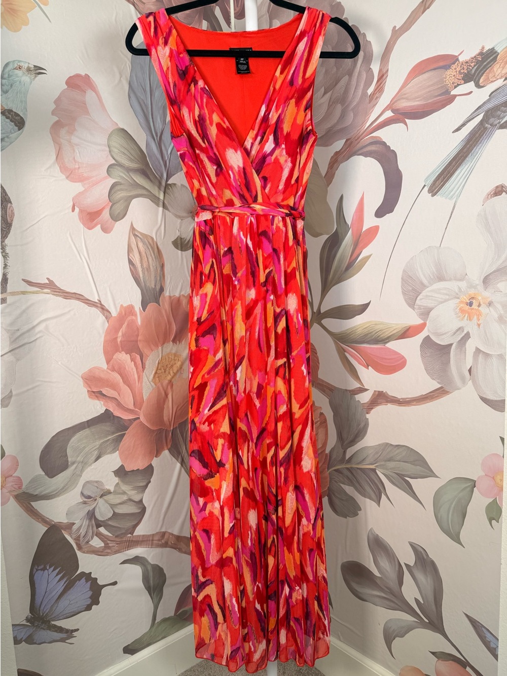 Kate & Lily Vibrant Red & Pink Sleeveless Maxi Dress - Size 4